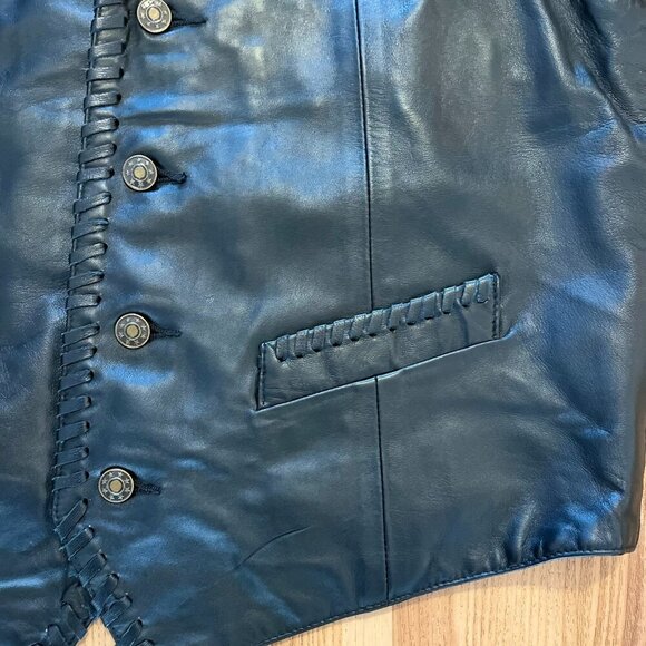 Scully Men's Black Leather Whip-Stitch Western Farm-House Country Vest Sz Lr - Picture 4 of 10